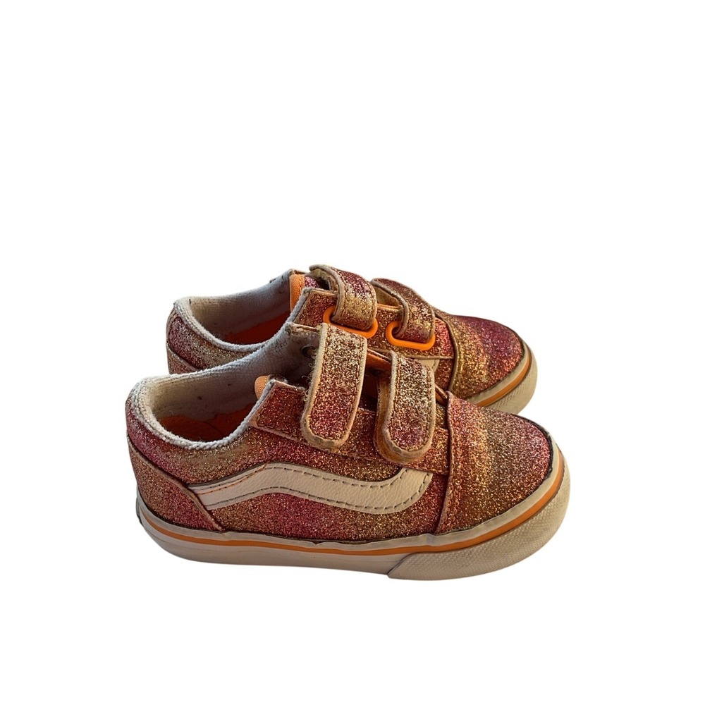 Vans Toddler Old Skool Pink/orange Glitter Shoes Size 5.5